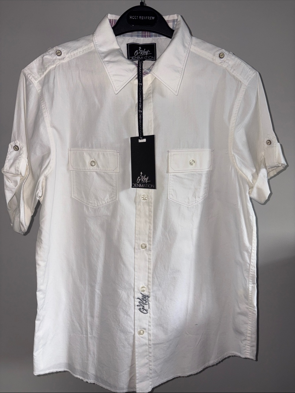 NWT White Short-Sleeve Button-Down Shirt